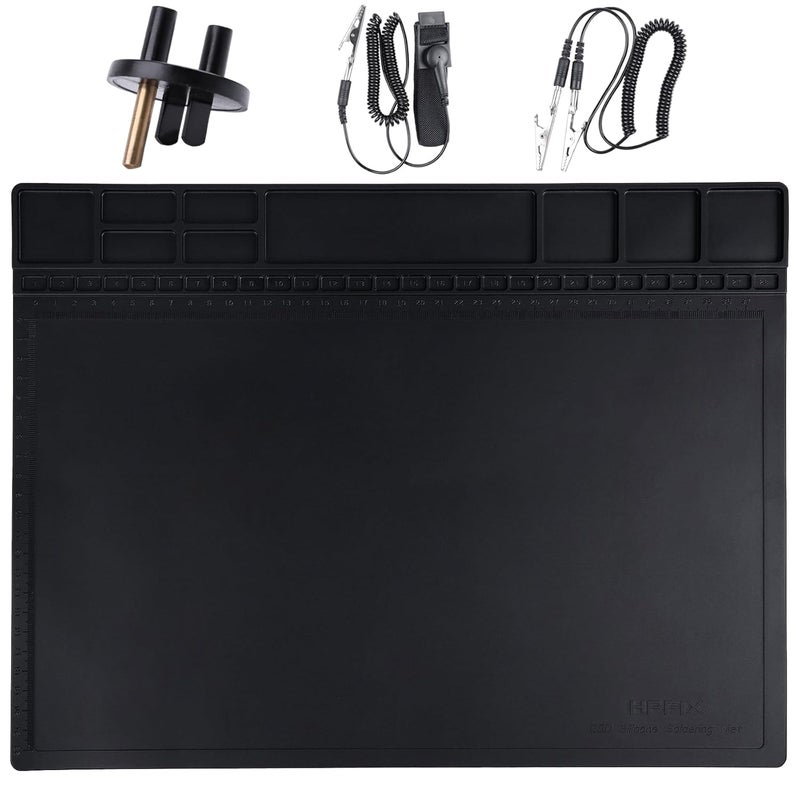 HPFIX Premium Heat Resistant 932°F Anti Static Mat, ESD Mat with Grounding Wire, Grounding Plug, and ESD Wristband, Silicone Soldering Repair Mat for Computer, PC Building, Eelectronics - Image 1